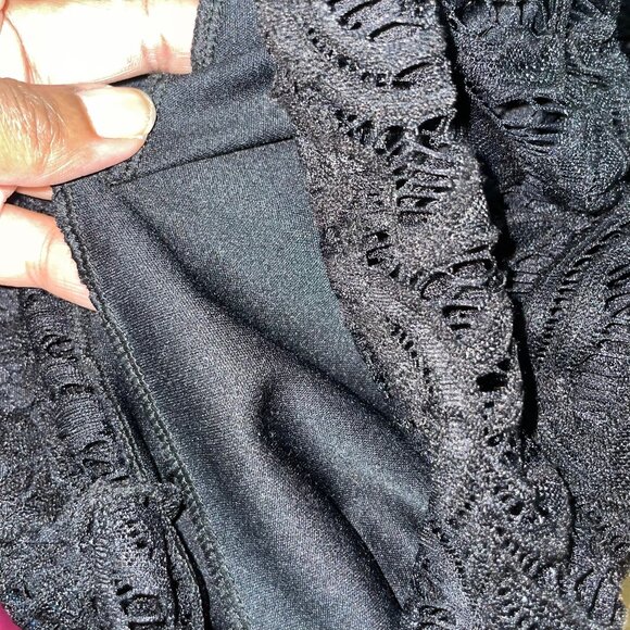 Boohoo Night Women's Black Puff Sleeve V-Neck Lace Midi Dress Size 8 Sexy - Picture 8 of 12